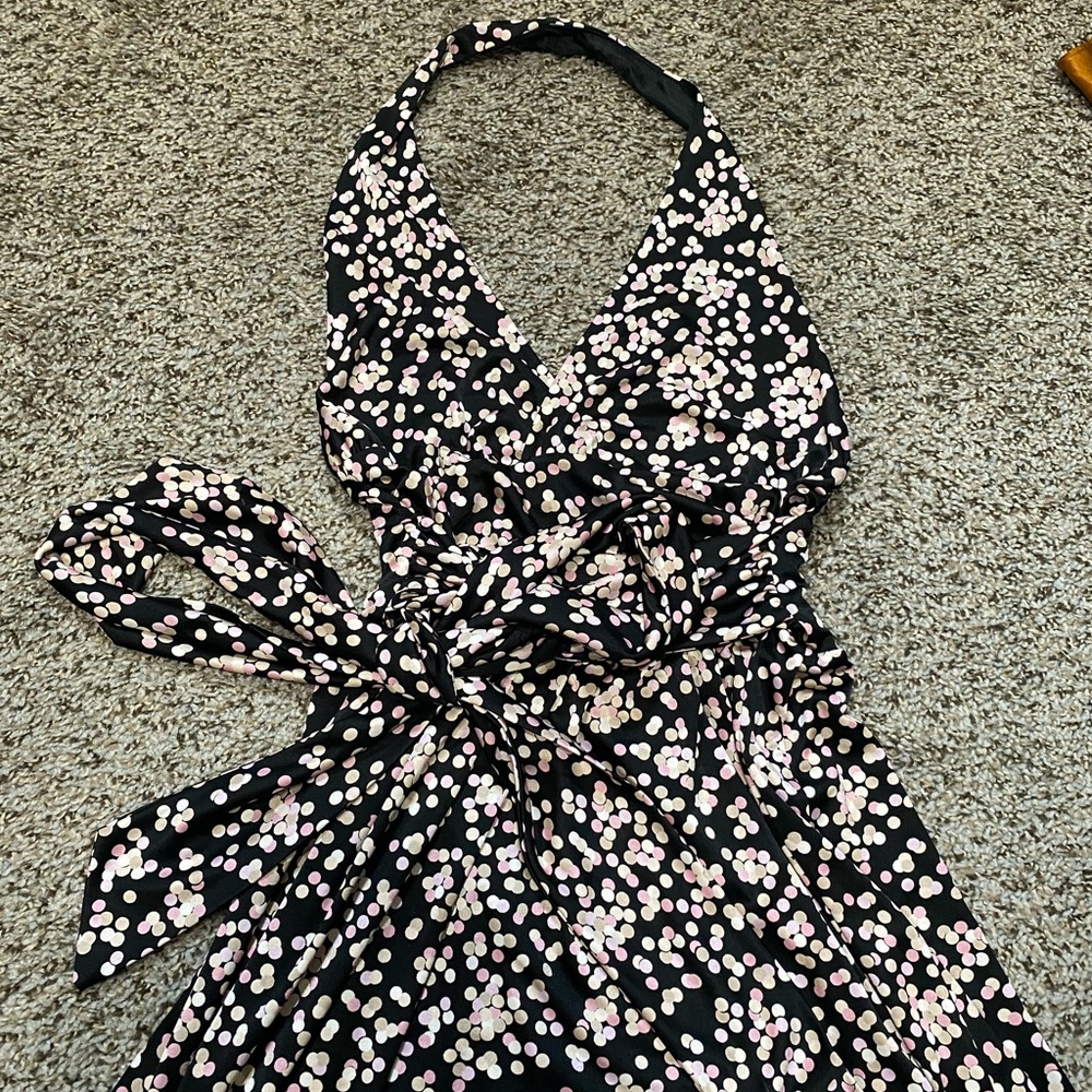 Black Polka Dot Halter Dress Charlotte Russe LBD Neapolitan Colored Spots